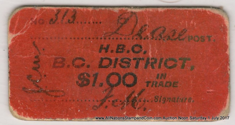 Hudson's Bay Company/Dease Post, B.C. VG $1 Scrip $1000