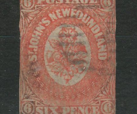 Newfoundland #6 VG Used 1857 6d Imperforate, two margins