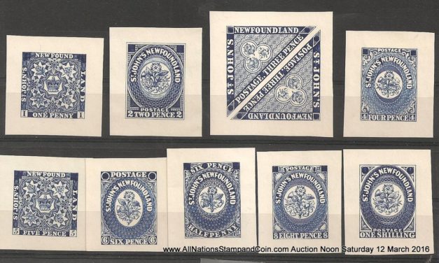 Newfoundland#15P-23P VF 1929 1d-1/- Blue Perkins Bacon Reprint Proof Set