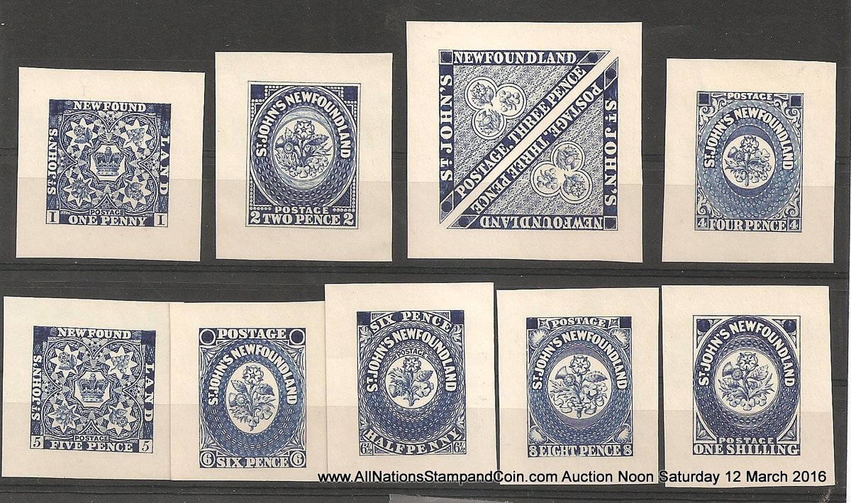 Newfoundland#15P-23P VF 1929 1d-1/- Blue Perkins Bacon Reprint Proof Set