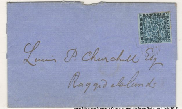 Nova Scotia #3 28 Apr 1859 3d Dark Blue Folded Letter Sheet, toned margin