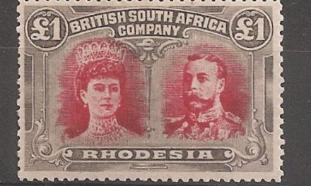 Rhodesia #118 F/VF Mint 1910 Pound Double Head short perf