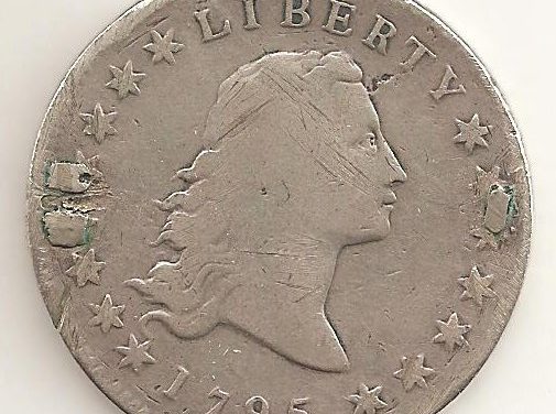 U.S.A. About Good 1795 Silver Dollar has been used as brooch