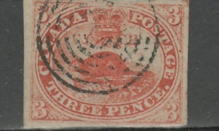 Canada #1a F/VF Used 1851 3d Orange Red pencil note on back