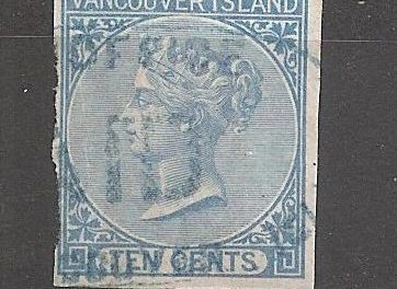 Vancouver Island #4 Fine Used 1865 10c Imperf with 1980 R.P.S.L. Certificate