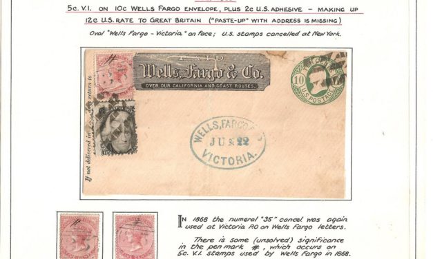 Wells Fargo 1868 uprated mixed franked paste up front, faults, #5 duo ex Wellburn