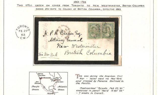 incoming New Westminster, B.C. 1863 25c Toronto Mourning Cover ex Wellburn
