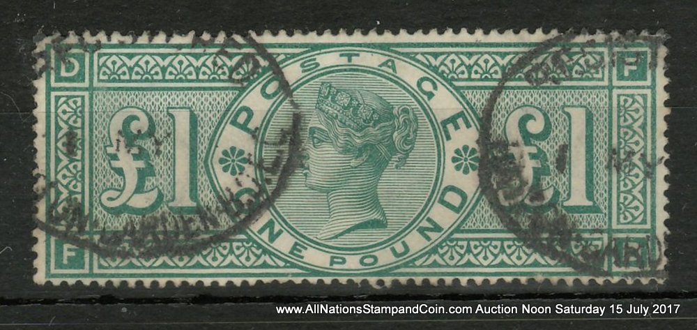 G.B. #124 Fine Used 1891 Queen Victoria Pound Green