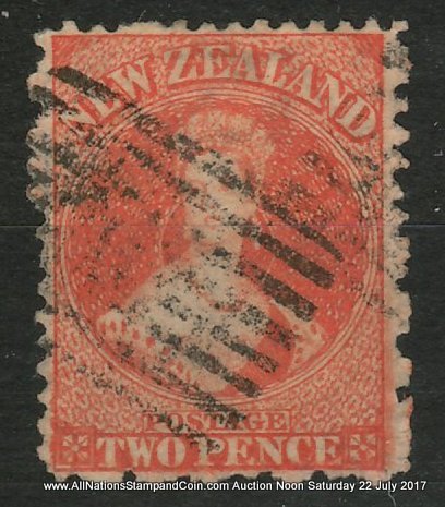 N.Z. #46 Fine Used 1873 2d Perf 12.5 Chalon Head