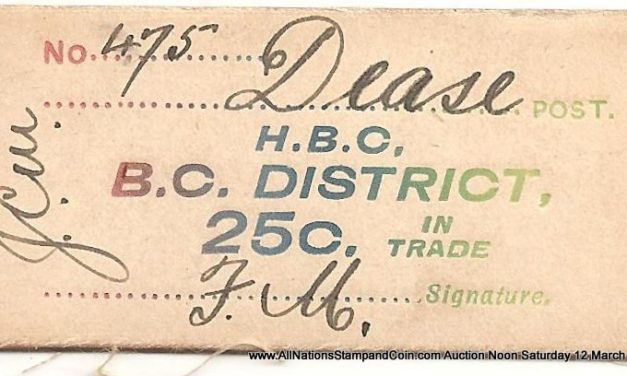 Hudson’s Bay Company B.C. District XF Dease 25c Card Money