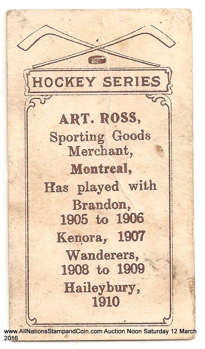 Art Ross 1910/1911 C56 Imperial Tobacco #12 Rookie Hockey Card