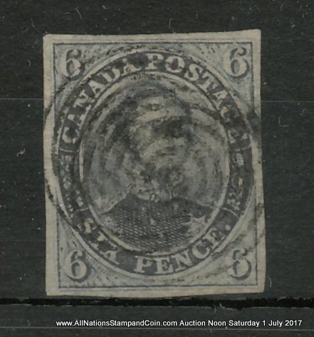 Canada #2 VF Used 1851 6d Albert, clear laid lines