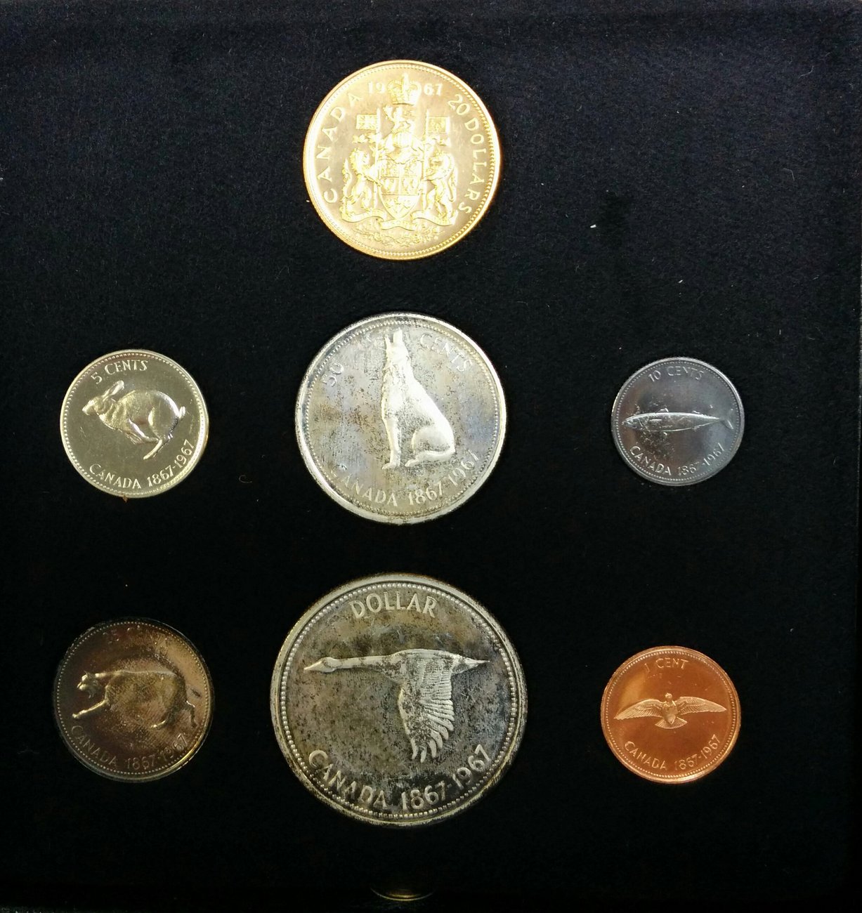 Canada BU 1967 1c-$20 7-coin Centennial Silver Set w/ $20 Gold