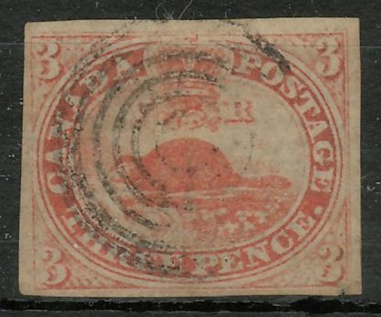 Canada #1a F/VF Used 1851 3d Orange Red