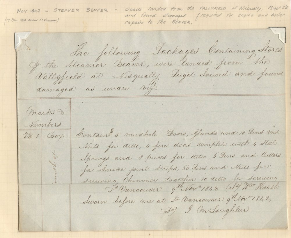1842 John McLoughlin Signed H.B.C. Document ex Wellburn