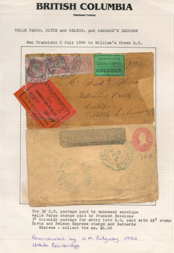 104	British Columbia 1864 S.F./William's Creek reconstructed Cover