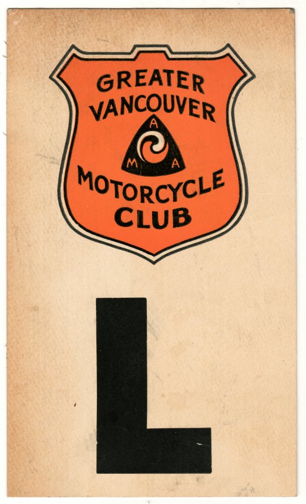 Greater Vancouver Motorcycle Club colour 51/4x91/4" L Permit