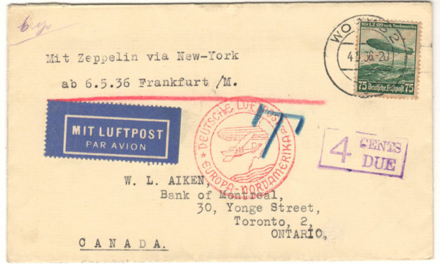 Germany 1936 4c North American Zeppelin Flight Cover to Toronto