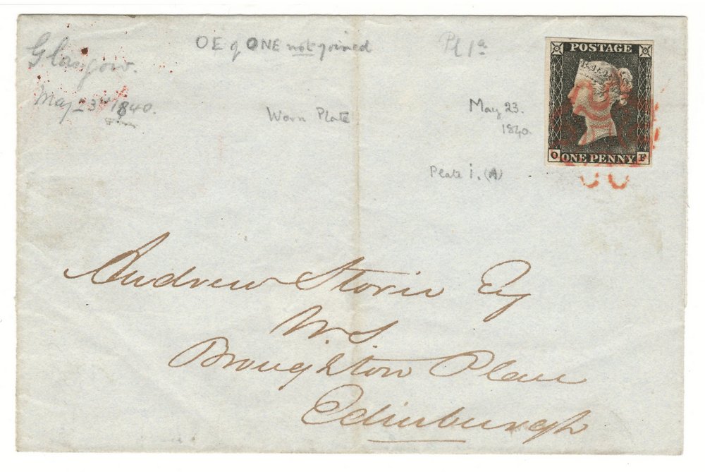 Glasgow 23 May 1840 1d Black Folded Letter Sheet to Edinburgh