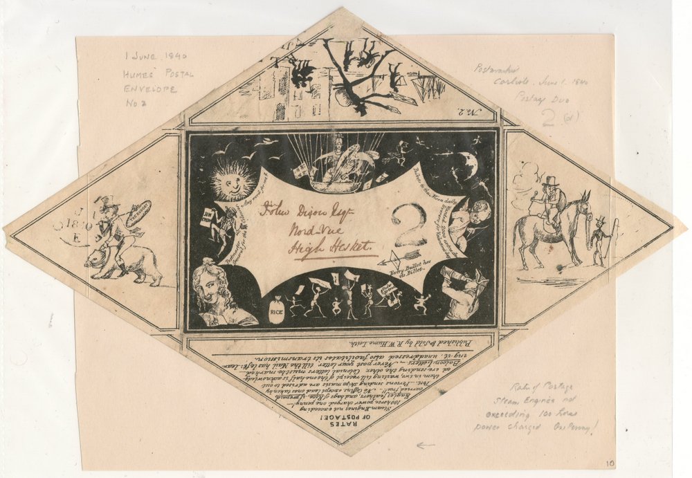 R.W. Hume 1 Jun 1840 2d Due Postal Envelope No. 2 ex Wellburn