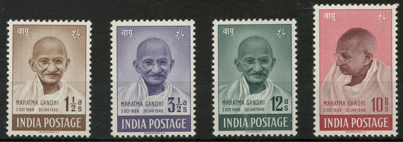  India #203-206 Mint 1948 1.5a-10R Gandhi Set