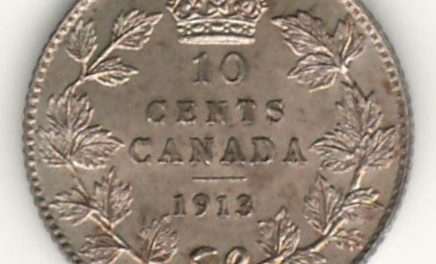 Canada 1913 Broad Leaves Silver 10 Cents