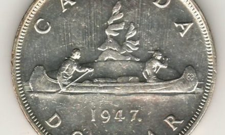 Canada 1947 Maple Leaf double HP Silver Dollar