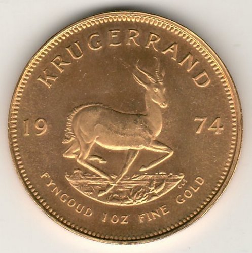South Africa BU 1974 Ounce Gold Krugerrand .9939oz AGW