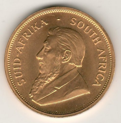 South Africa BU 1974 Ounce Gold Krugerrand .9939oz AGW obverse