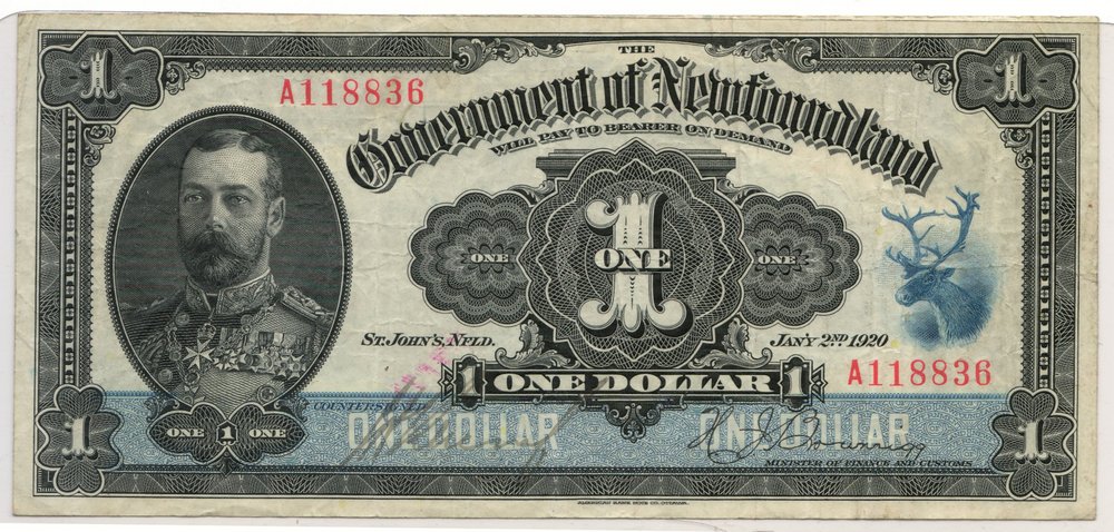 200 Newfoundland #NF13d Fine 1920 $1 Banknote