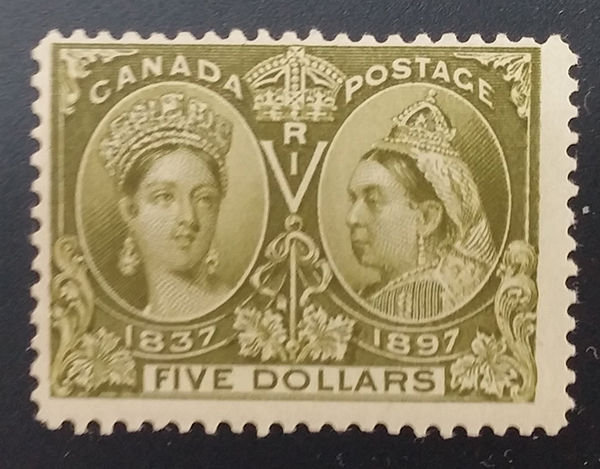 Canada #65 Fine Never Hinged 1897 $5 Jubilee $2400.