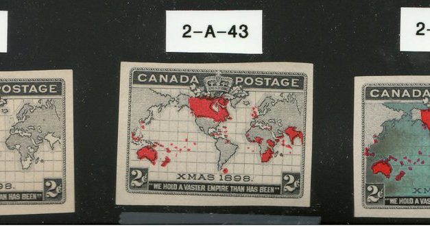 Canada #85-86 1898 2c Map Progressive Plate Proof Trio
