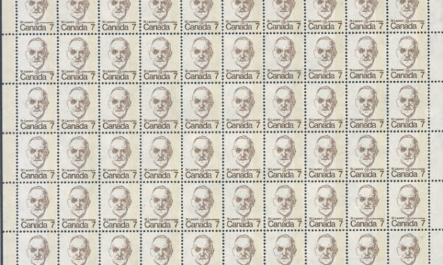 Canada #592var 1974 7c 1-bar Tagging error Sheet