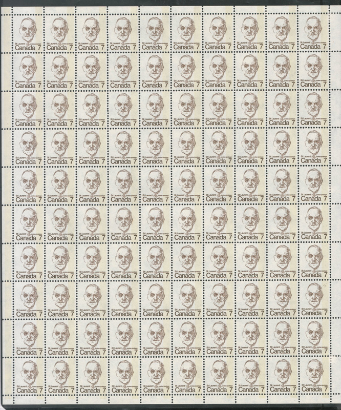 Canada #592var 1974 7c 1-bar Tagging error Sheet