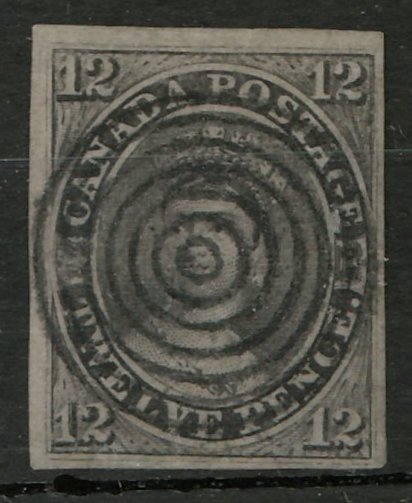 Canada #3F 1851 12d Black Forgery 1990 Pink Cert