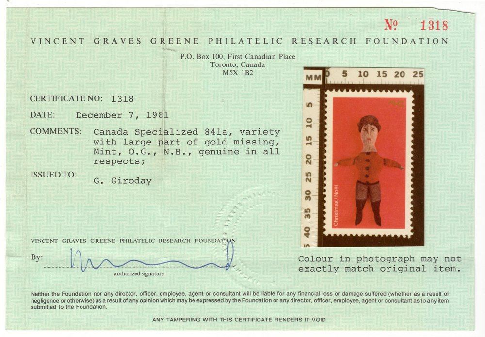  Canada #841a VFNH 1979 35c Missing Colour, 1981 Greene Cert