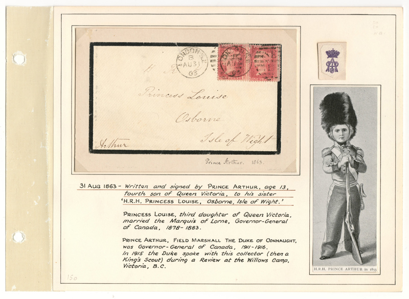 Lot 1 Prince Arthur signed 1863 2d Mourning Cover to Princess Louise on Wellburn page.