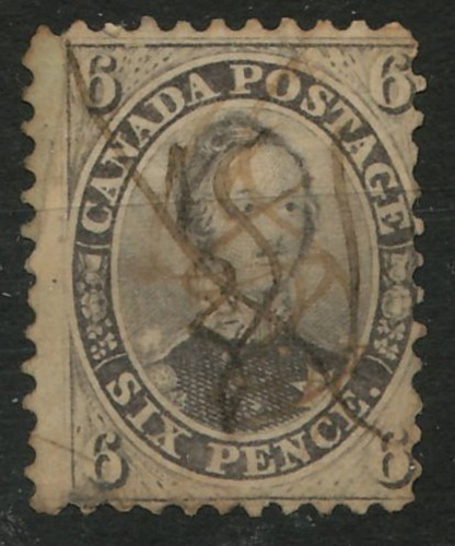 Canada #13 Fine Used 1859 Perforated 6 Pence