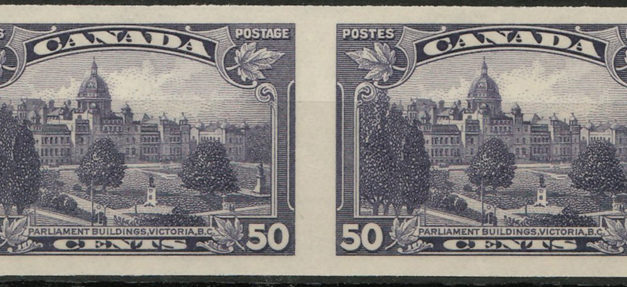 Canada #226a VFNH 50c 1935 Victoria Horiz Imperf Pair