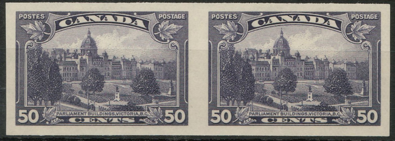 Canada #226a VFNH 50c 1935 Victoria Horiz Imperf Pair