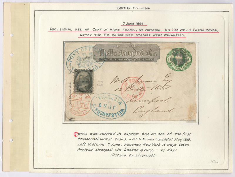 Wells Fargo 1869 mixed franked Cover to Liverpool, ex Wellburn