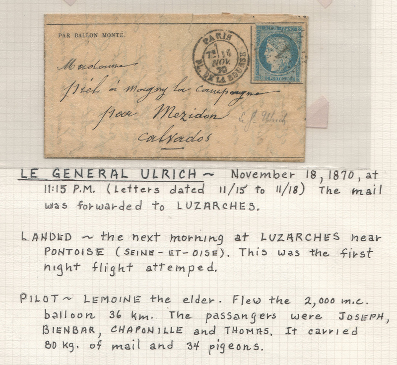 Le General Ulrich 16 No 1870 10c Ballon Monte
