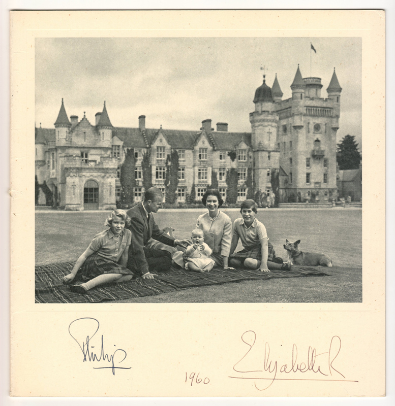 Philip & Queen Elizabeth II Signed 1960 Real Photo Christmas Card