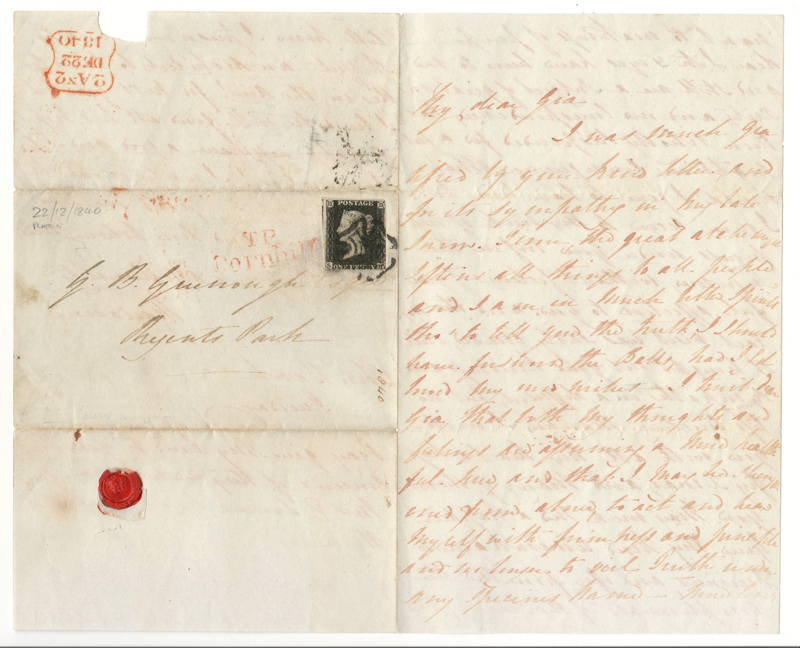 Great Britain&nbsp;#1 22 Dec 1840 1d Black 3-page F.L.S