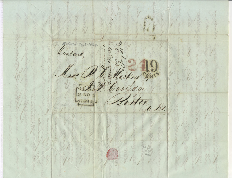 Batavia, Java 1849 Stampless 3 page F.L.S. to Boston