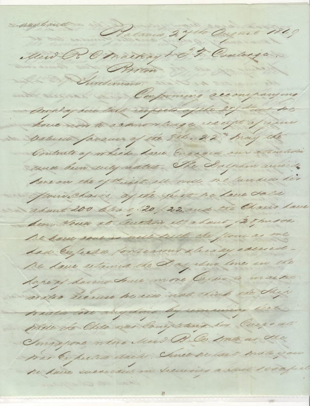 Batavia, Java 1849 Stampless 3 page F.L.S. to Boston