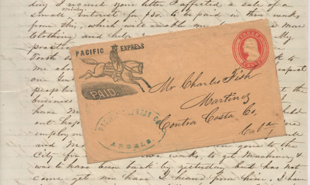 Pacific Express 30 Dec 1856 Paid 3c Angel’s Camp 2-page letter