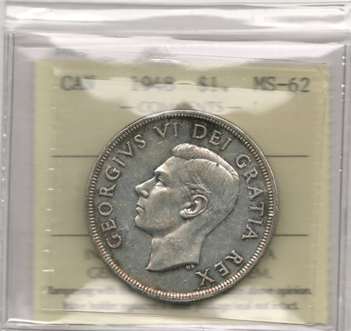 Lot 185 Canada ICCS MS62 1948 Silver Dollar $2400