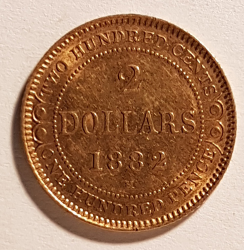 Lot 186 Newfoundland XF 1882H Gold 2 Dollars, contact marks .0998oz AGW