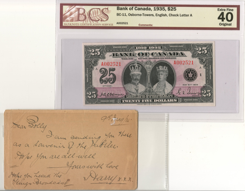 Bank of Canada #BC11 BCS EF40 Original 1935 $25 Banknote $8000